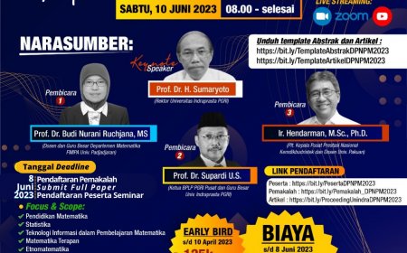 [Seminar | 10 Juni 2023] Menguatkan Peran Pendidik dalam Bingkai Trend Pembelajaran Matematika Abad 21 yang Berkarakter Pancasila