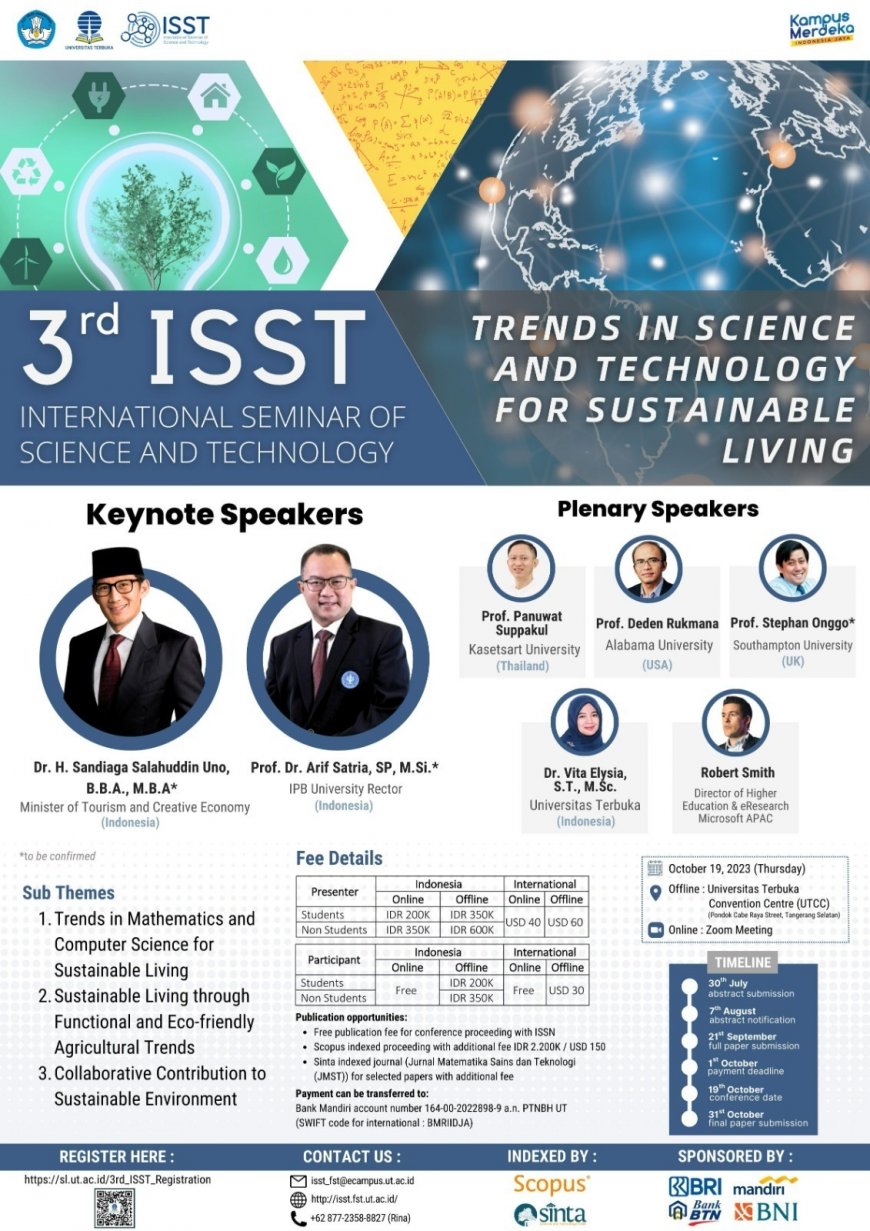 [Conference | 19 Oktober 2023] The 3rd International Seminar of Science and Technology 2023