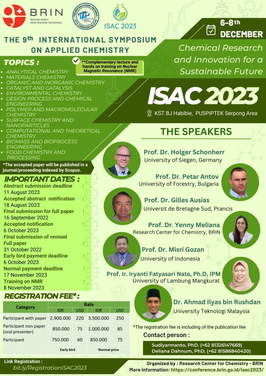 [Symposium | 6 - 8 Desember 2023] The 9th International Symposium on Applied Chemistry