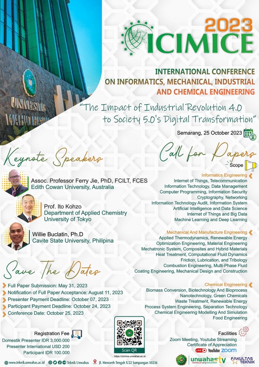 [Conference | 25 Oktober 2023] International Conference on Informatics, Mechanical, Industrial and Chemical Engineering (ICIMICE 2023)