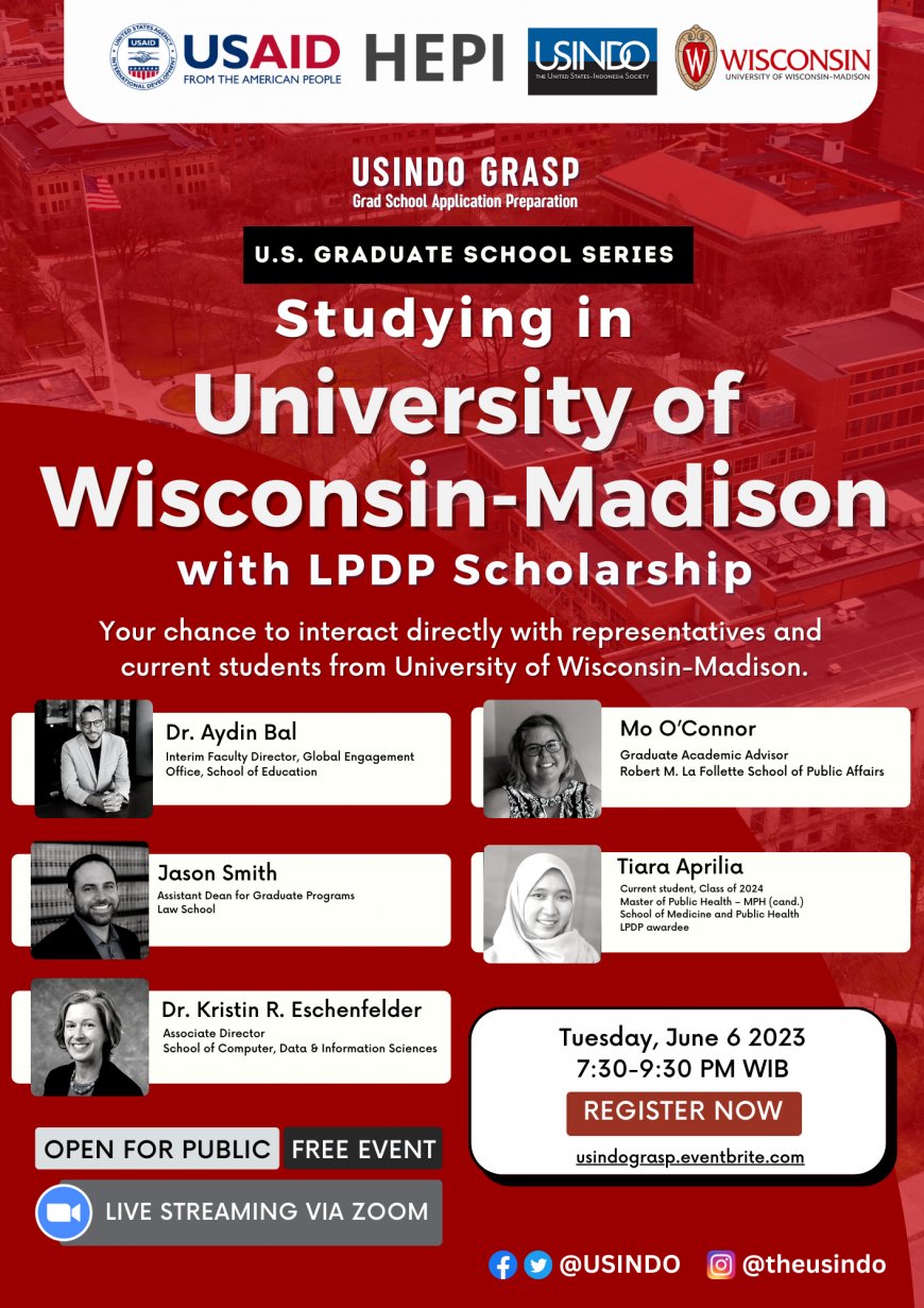 [Seminar | 6 JUni 2023] Studying in University of Wisconsin-Madison with LPDP Scholarship