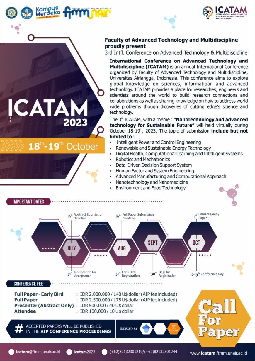 [Conference | 18 - 19 Oktober 2023] The 3rd International Conference of Advanced Technology and Multidiscipline (ICATAM)