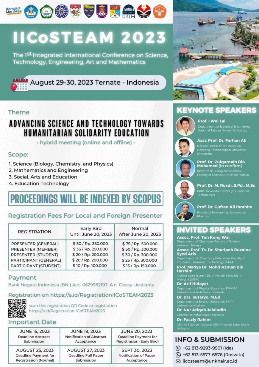 [Conference | 29 - 30 Agustus 2023] The 1st Integrated International Conference on Science, Technology, Engineering, Art, and Mathematics (IICoSTEAM)