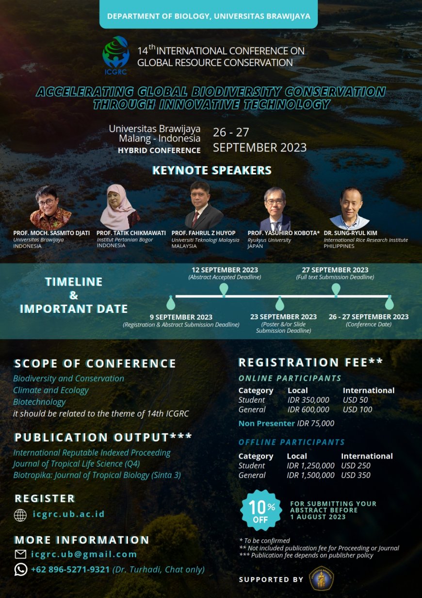 [Conference | 26 - 27 September 2023] The 14th International Conference on Global Resources Conservation (ICGRC) 2023