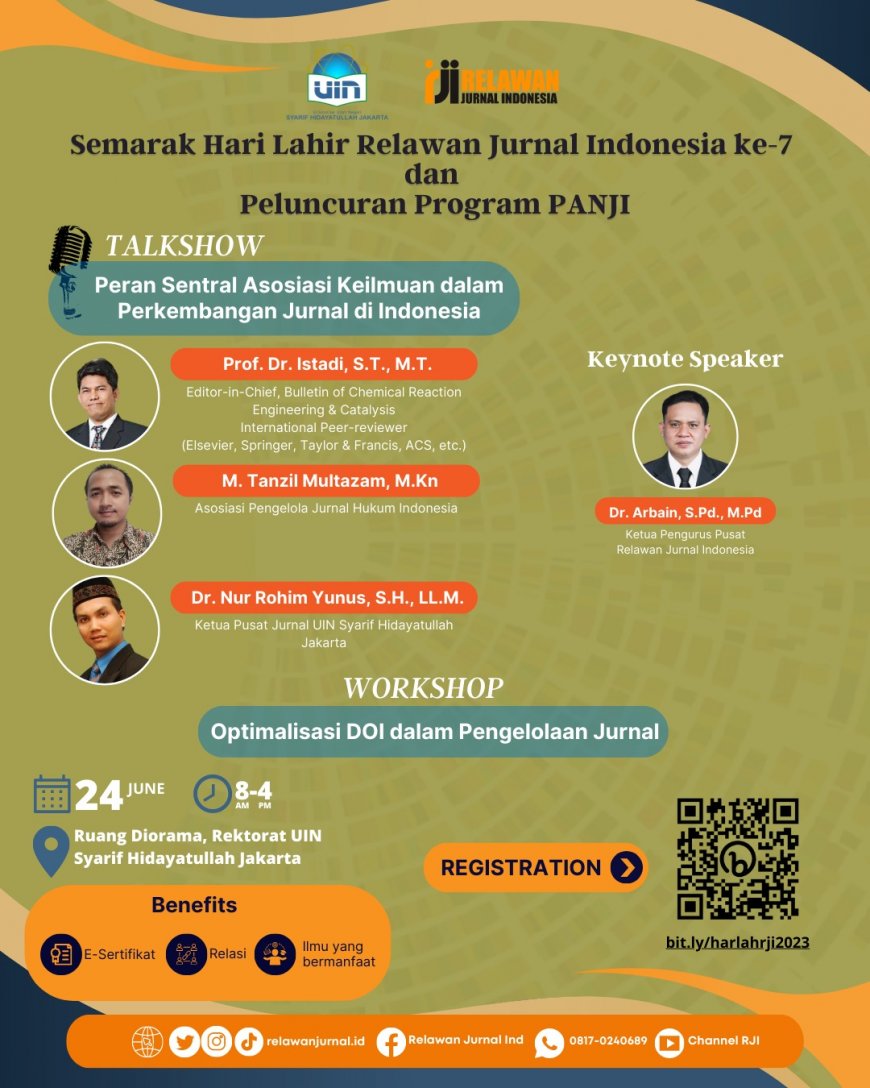 [Workshop | 24 Juni 2023] Talkshow dan dan Workshop | Peran Sentral Asosiasi Keilmuan dalam Perkembangan Jurnal di Indonesia