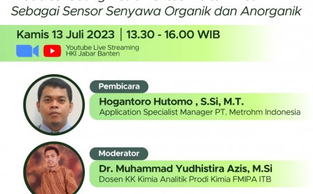 [13 Juli 2023] Online Talks # 15 HKI JABAR BANTEN | Pengembangan, Maintenance dan troubleshooting instrumentasi voltammetri sebagai sensor senyawa organik dan Anorganik