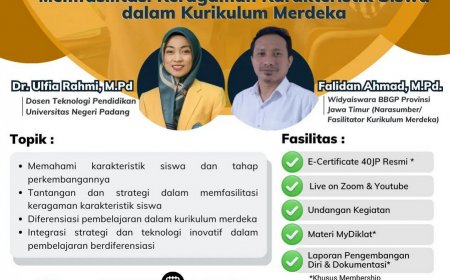[17-18 & 20-21 Juli 2023] Diklat Nasional Gratis 40JP:  Memfasilitasi Keragaman Karakteristik Siswa dalam Kurikulum Merdeka