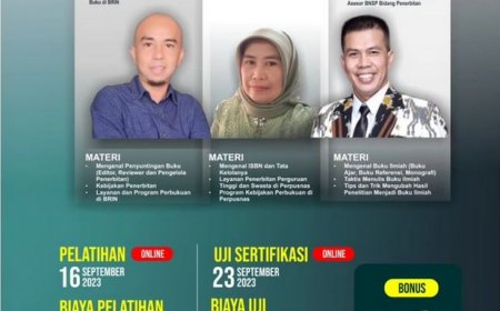 [16 & 23 September 2023] PELATIHAN DAN UJI SERTIFIKASI KOMPETENSI BNSP PENULIS, EDITOR DAN REVIEWER