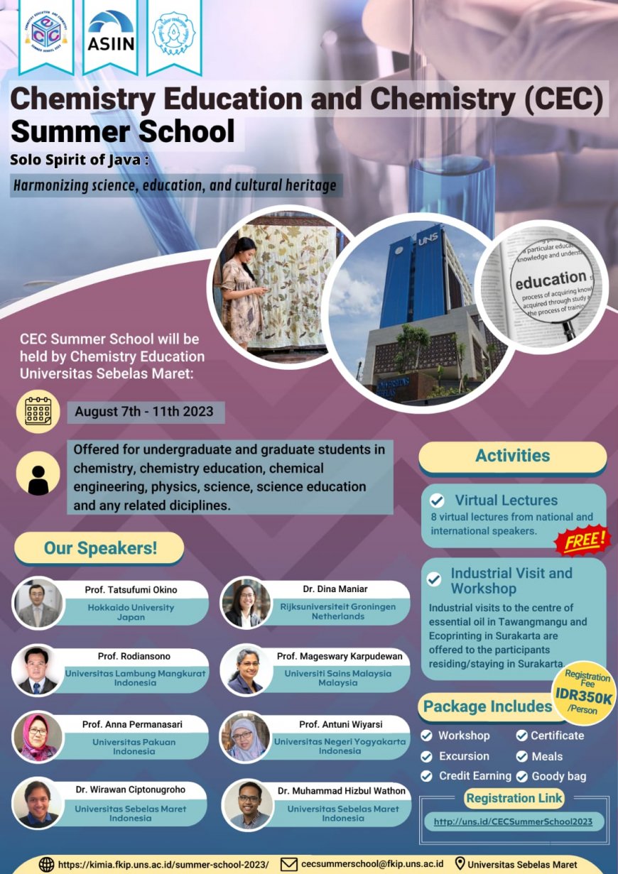 [7-11 Agustus 2023] CHEMISTRY EDUCATION AND CHEMISTRY (CEC) SUMMER SCHOOL