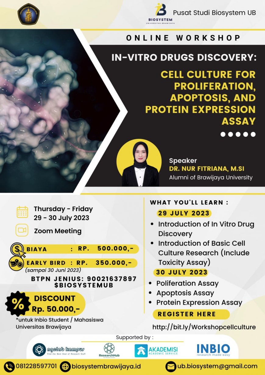 [29-30 Juli 2023] CELL CULTURE FOR DRUGS DISCOVERY RESEARCH