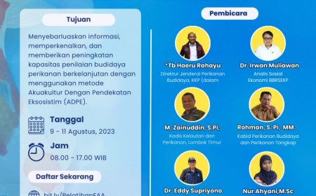 [09-11 Agustus 2023] PELATIHAN AKUAKULTUR DENGAN PENDEKATAN EKOSISTEM (ADPE)