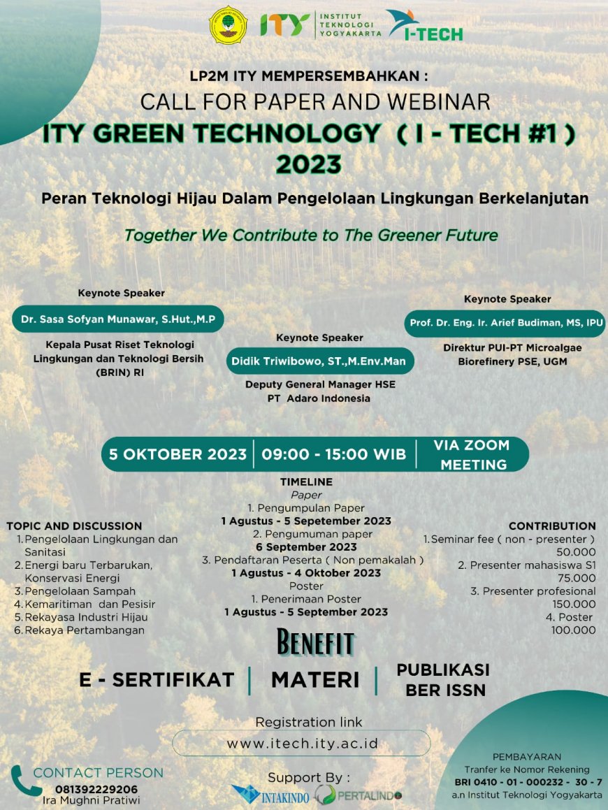[5 Oktober 2023] ITY Green Technology | Peran Teknologi Hijau dalam Pengelolaan Lingkungan Berkelanjutan