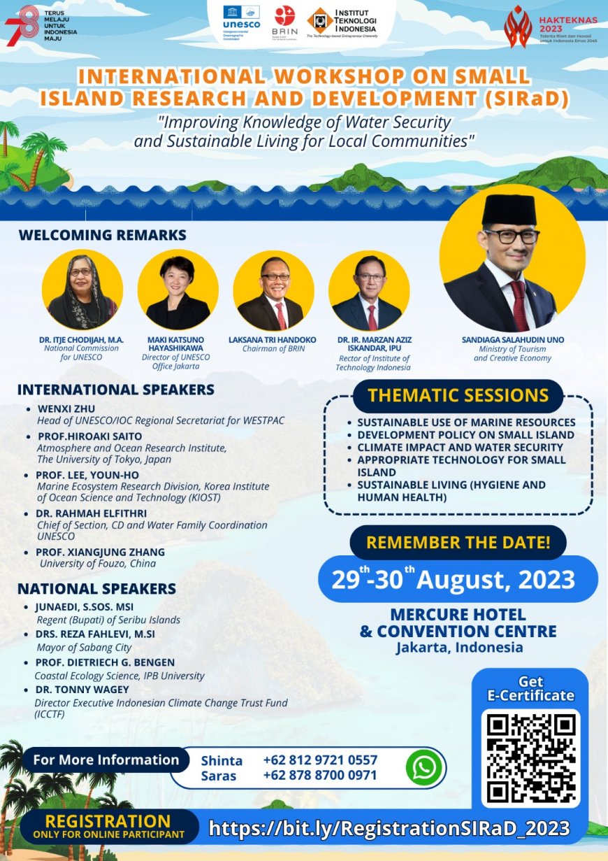 [29-30 Agustus 2023] International Workshop on Small Island Research and Development (SIRaD)