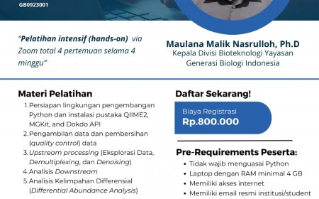 [23 & 30 September 2023,  dan 7-8 Oktober 2023] Pelatihan Python untuk Metagenomik