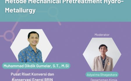 [Seminar | 22 September 2023] Pengembangan Proses Recovery Logam dari Baterai Litium Habis Pakai melalui Metode Mechanical Pretreatment Hydro-Metallurgy