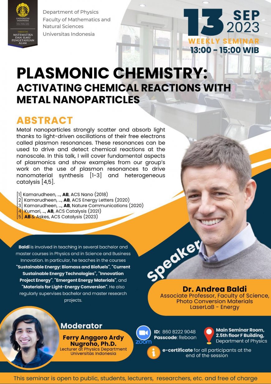 [13 September 2023] Plasmonic Chemistry: Activating Chemical Reaction with Metal Nanoparticle