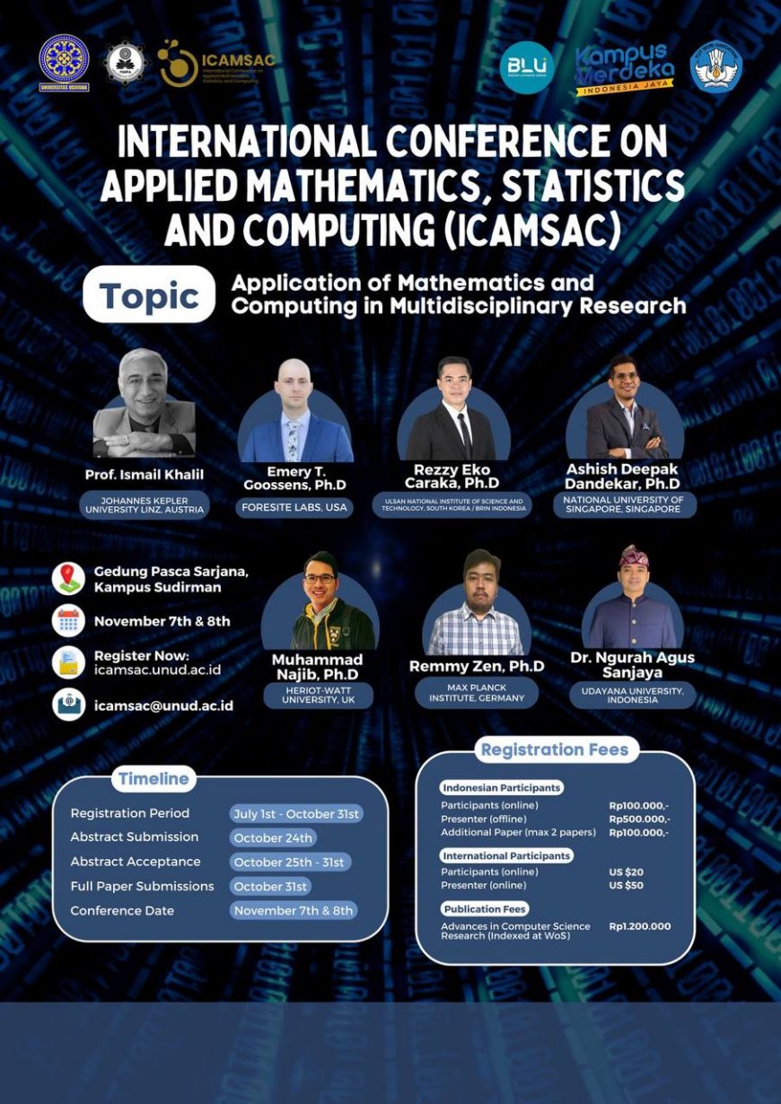 [7-8 November 2023] International Conference on Applied Mathematics, Statistics, and Computing (ICAMSAC) 2023