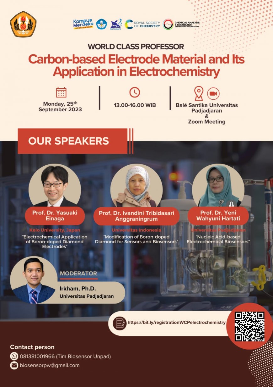 [25 September 2023] WORLD CLASS PROFESSOR UNPAD | Carbon-based Electrode Material and Its Application in Electrochemistry