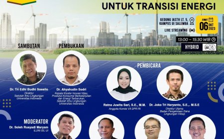 [Seminar | 6 Oktober 2023] Pendanaan Berkelanjutan untuk Transisi Energi
