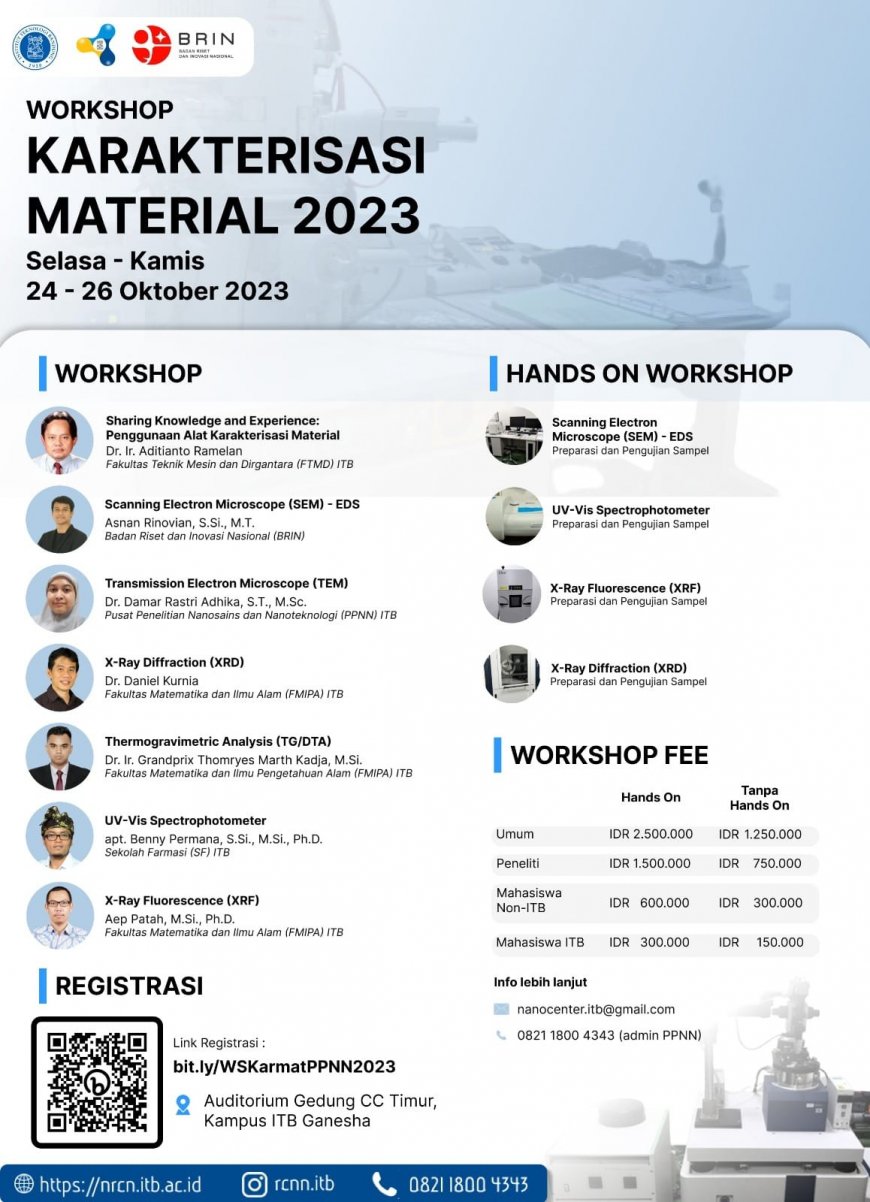 [Workshop | 24 -26 Oktober 2023] Workshop Karakterisasi Material 2023