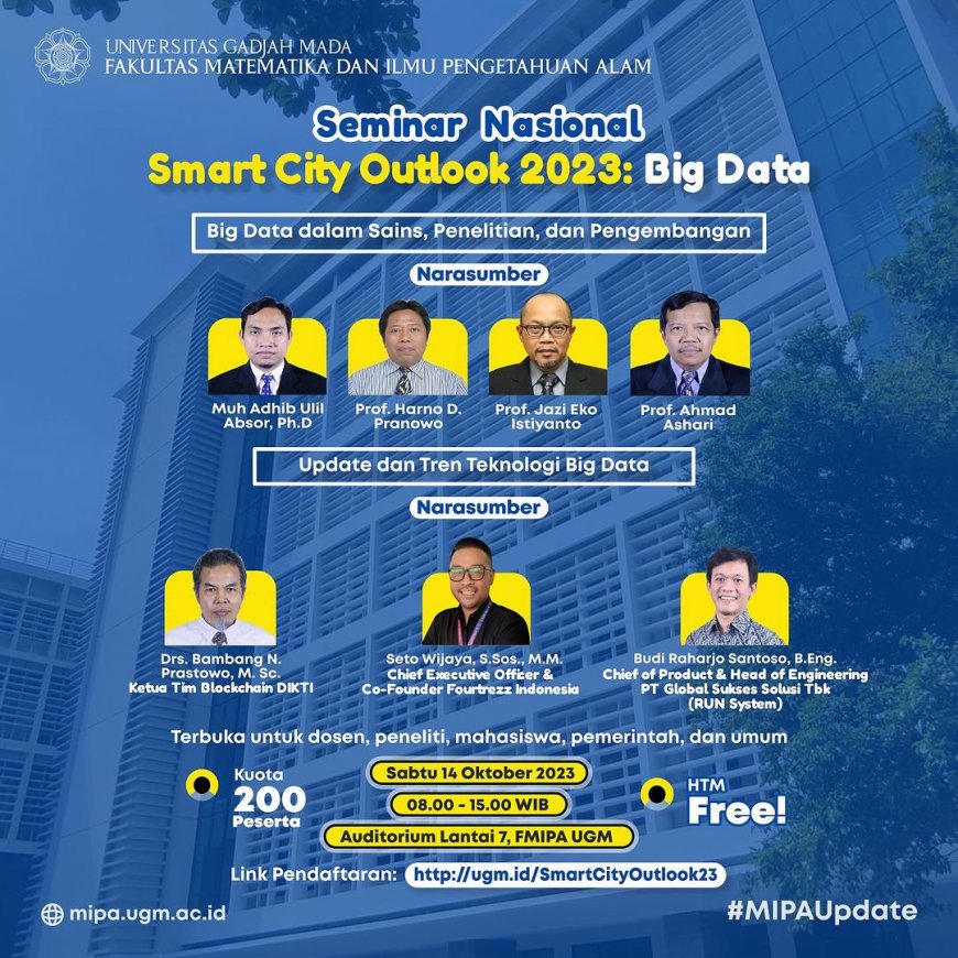 [Seminar | 14 Oktober 2023] Seminar Nasional Smart City Outlook 2023: Big Data dalam Sains, Penelitian, dan Pengembangan