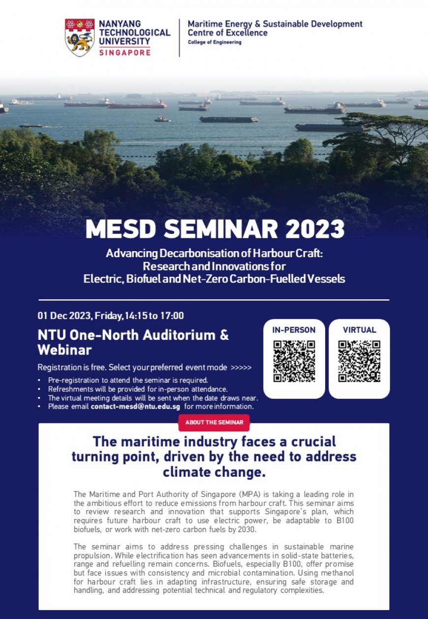 [Webinar | 1 Desember 2023] MESD Seminar/Webinar 2023: Advancing Decarbonisation of Harbour Craft