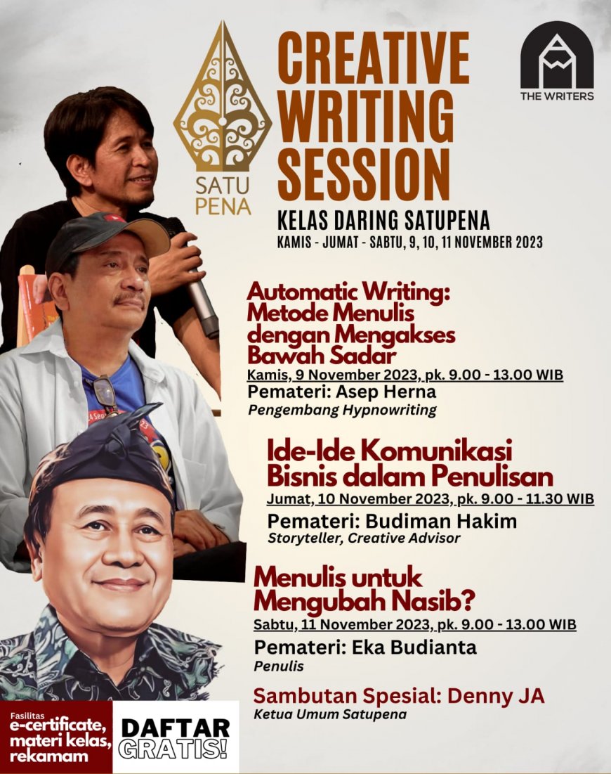 [Workshop | 9 - 11 November 2023] Creative Writing Session | Kelas Daring Satupena