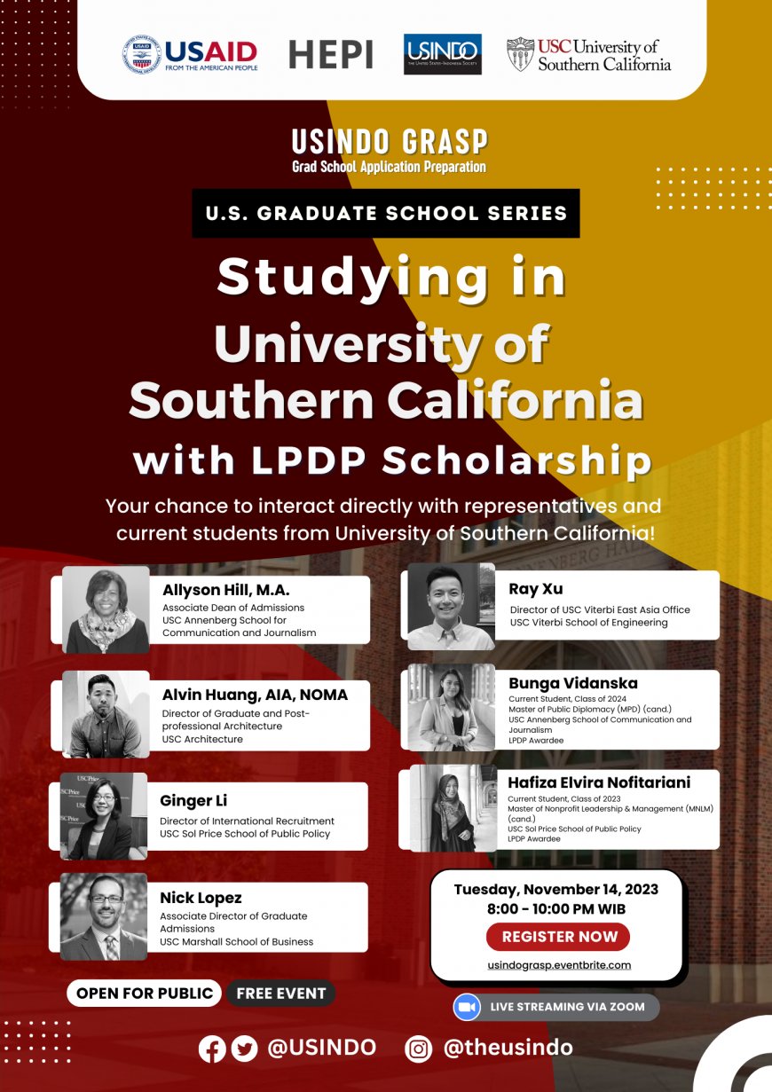 [Seminar | 14 November 2023] Studying in University of Southern California with LPDP Scholarship