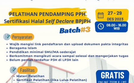 [27 - 29 Desember 2023] Pelatihan Pendamping Proses Produk Halal (P3H)