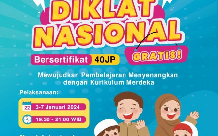 [3-7 Januari 2024 ] Diklat Nasional Mewujudkan Pembelajaran Menyenangkan dengan Kurikulum Merdeka