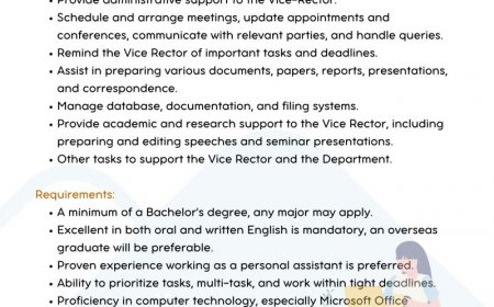 [8 Mar 2024] Lowongan Personal Assistant to Vice Rector i3L