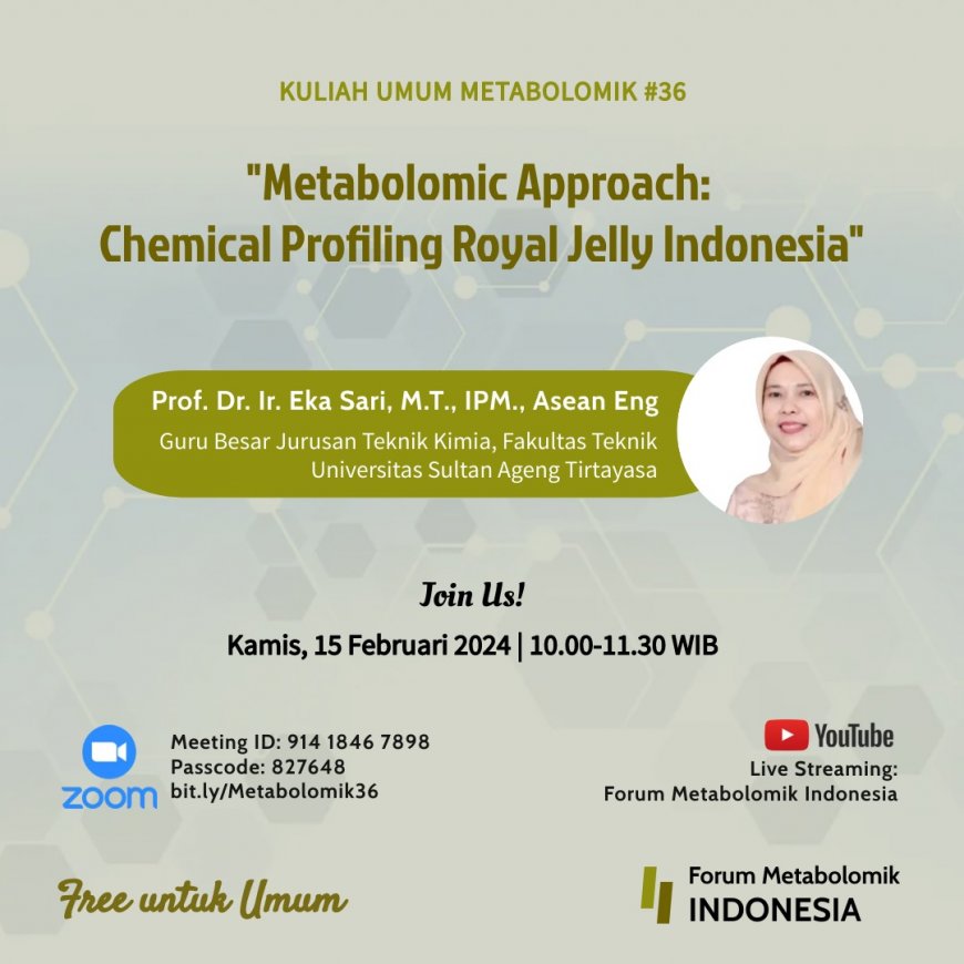 [15 Februari 2024] Metabolomic Approach: Chemical Profiling Royal Jelly Indonesia