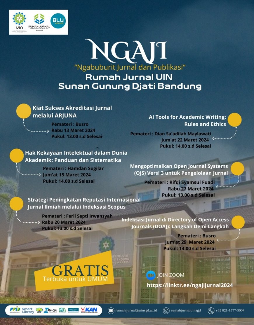 [13-29 maret 2024] Ngaji (Ngabuburit Jurnal dan Publikasi) Rumah Jurnal UIN Sunan Gunung Djati Bandung