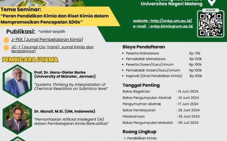 [29 Juni 2024]  CALL FOR PAPERS "Seminar Nasional Kimia dan Pembelajarannya (SNKP) 2024"