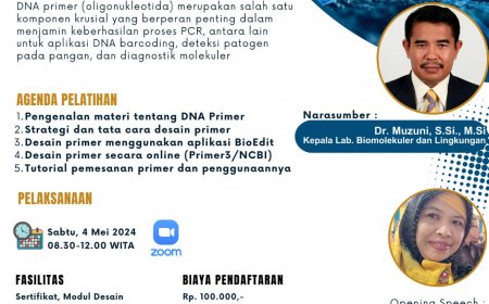 [4 Mei 2024] PELATIHAN BIOINFORMATIKA ONLINE DESAIN DNA PRIMER