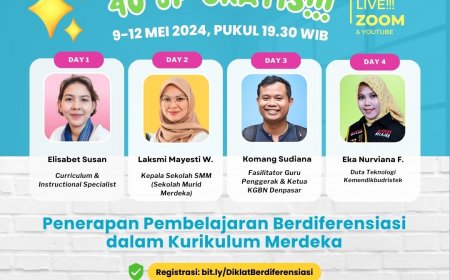 [9-12 Mei 2024] DIKLAT 40JP  Penerapan Pembelajaran Berdiferensiasi dalam Kurikulum Merdeka