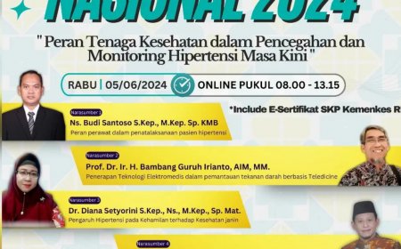[ 05 juni 2024 ]  Seminar Kesehatan Nasional - Peranan Tenaga Kesehatan Dalam Pencegahan dan Monitoring Hipertensi Di Masa Kini