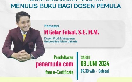 [ 08 Juni 2024 ] Webinar KEUNTUNGAN DAN MANFAAT MENULIS BUKU BAGI DOSEN PEMULA
