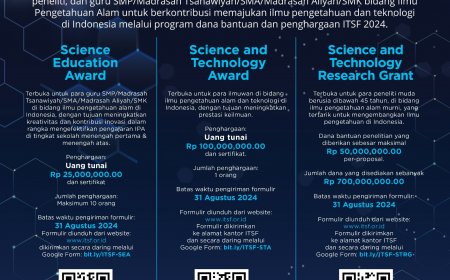 [Kesempatan Platinum | 31 Agustus 2024] Science, Education, and Technology: Award and Research Grant by ITSF TORAY Indonesia 2024