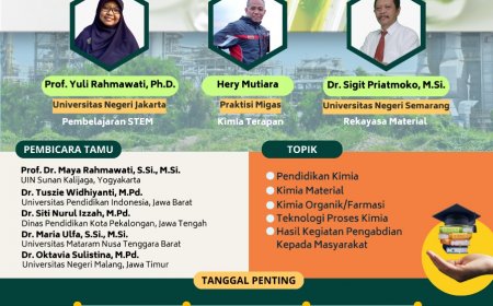 [Seminar | 12 Oktober 2024 | Universitas Negeri Semarang] Seminar Nasional Kimia dan Pendidikan Kimia | Sinergi Rekayasa Material Maju dan Pembelajaran STEM untuk Mendukung Pembangunan Indonesia Berkelanjutan