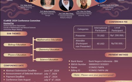 [Conference | 5 - 6 Juli 2024 | Universitas Negeri Malang] The 8th International Conference on Mathematics and Science Education (ICoMSE) 2024