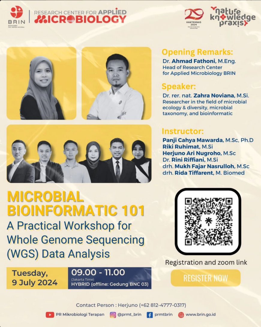 [ 9 Juli 2024 ] Microbial Bioinformatics 101.1: A Practical Workshop for Whole Genome Sequencing (WGS) Data Analysis