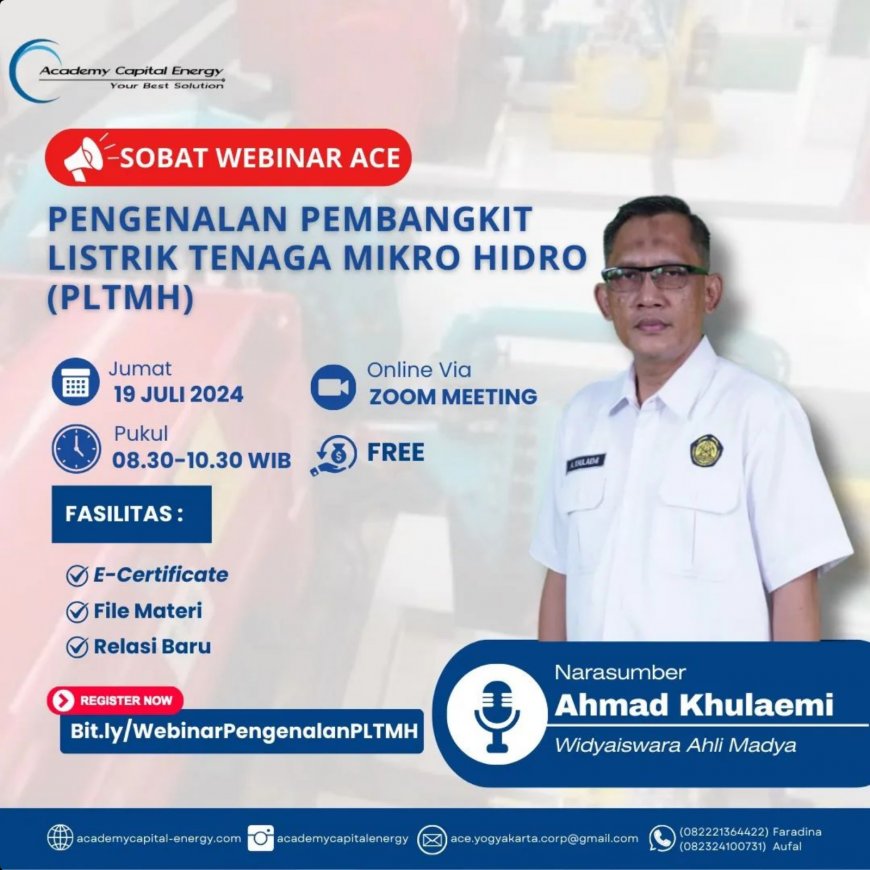 [ 19 Juli 2024 ] Webinar Pembangkit Listrik Tenaga Mikrohidro (PLTMH)