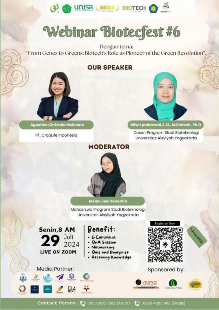 [29 Juli 2024] SEMINAR NASIONAL BIOFIRE : The Role of Biotechnolofy for Sustainable Food and Agricultural Recovery