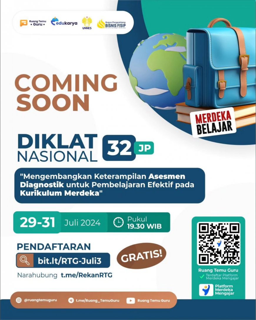 [29-31 Juli 2024] Diklat Mengembangkan Keterampilan Asesmen Diagnostik untuk Pembelajaran Efektif pada Kurikulum Merdeka