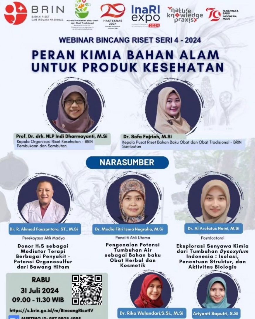 [31 Juli 2024] Webinar Peran Kimia Bahan Alam Untuk Produk Kesehatan