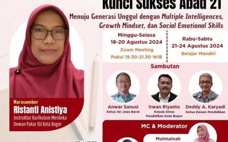 [18 -24 Agustus 2024] Pelatihan 32 JP Transformasi Pembelajaran Kunci Sukses Abad 21