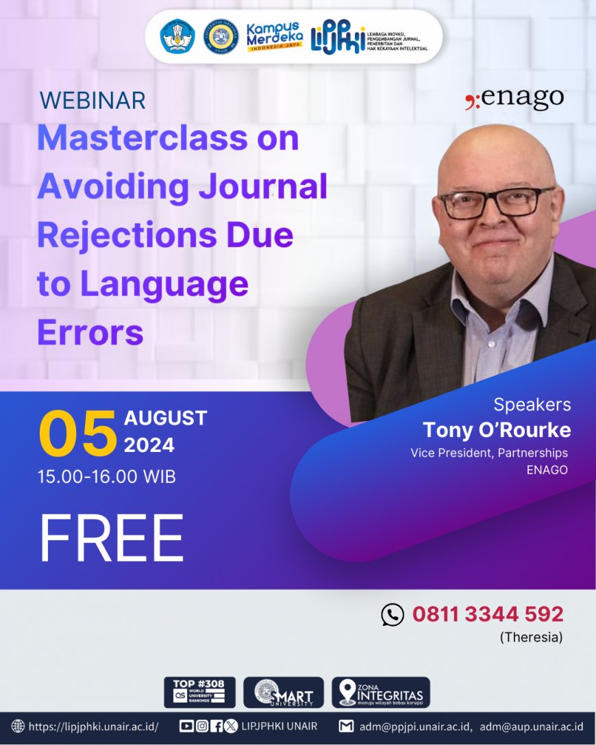 [05 Agustus 2024] Masterclass on Avoiding Journal Rejections Due to Language Errors