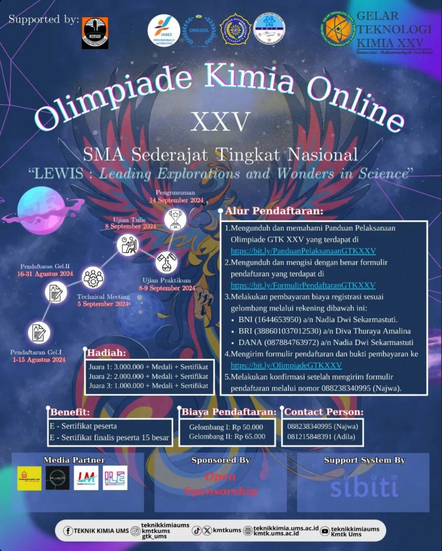 [1 – 31 Agustus 2024] Olimpiade Kimia SMA Tingkat Nasional XXV