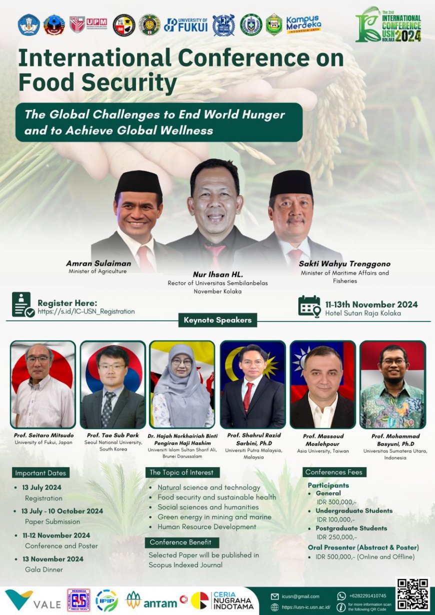 [November 11th  – 13th , 2024] The 2nd International Conference USN Kolaka 2024 on Food Security